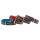 Elchlederhalsband mit zwei reihen Strass Blau 35cm / 20mm