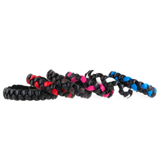 Geflochtenes Lederhalsband 50cm / 25mm Schwarz