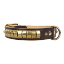 Leather collar Chesmu gold-brass
