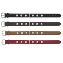 Imitation leather collar with rivets-Silverround