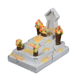 Decorazione acquario Dia de los Muertos tomba con fiori