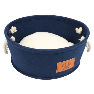 Cestino rotondo in feltro blu