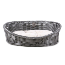 Hundekorb Rustic Rattan mit Kissen grau/anthrazit