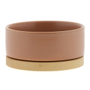 Stone Timber food bowl - ceramic bowl with wooden base