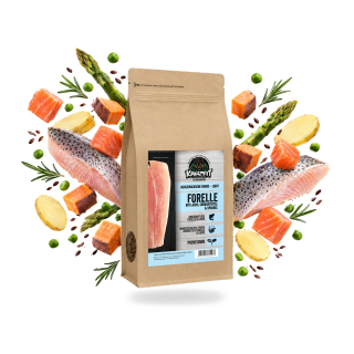 Premium Hundefutter Forelle mit Lachs, Süßkartoffel & Spargel Adult Light